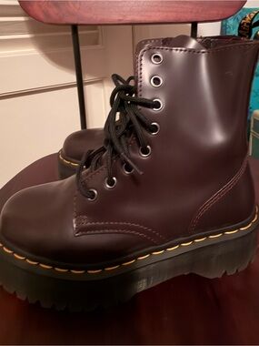 Dr. Martens Women's Jadon Platform Lace-Up Boots in Dark Plum W6